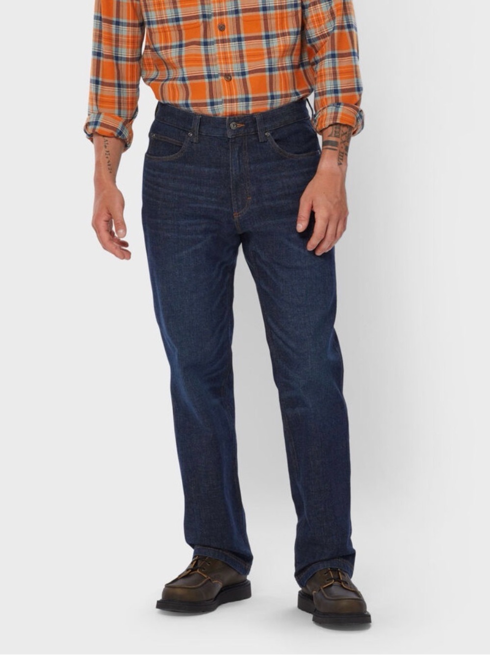 Duluth Trading Co Dark Blue Flannel-Lined Relaxed Jeans